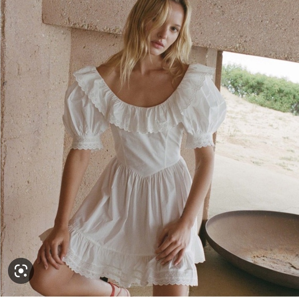 Doen white Winnie poplin dress